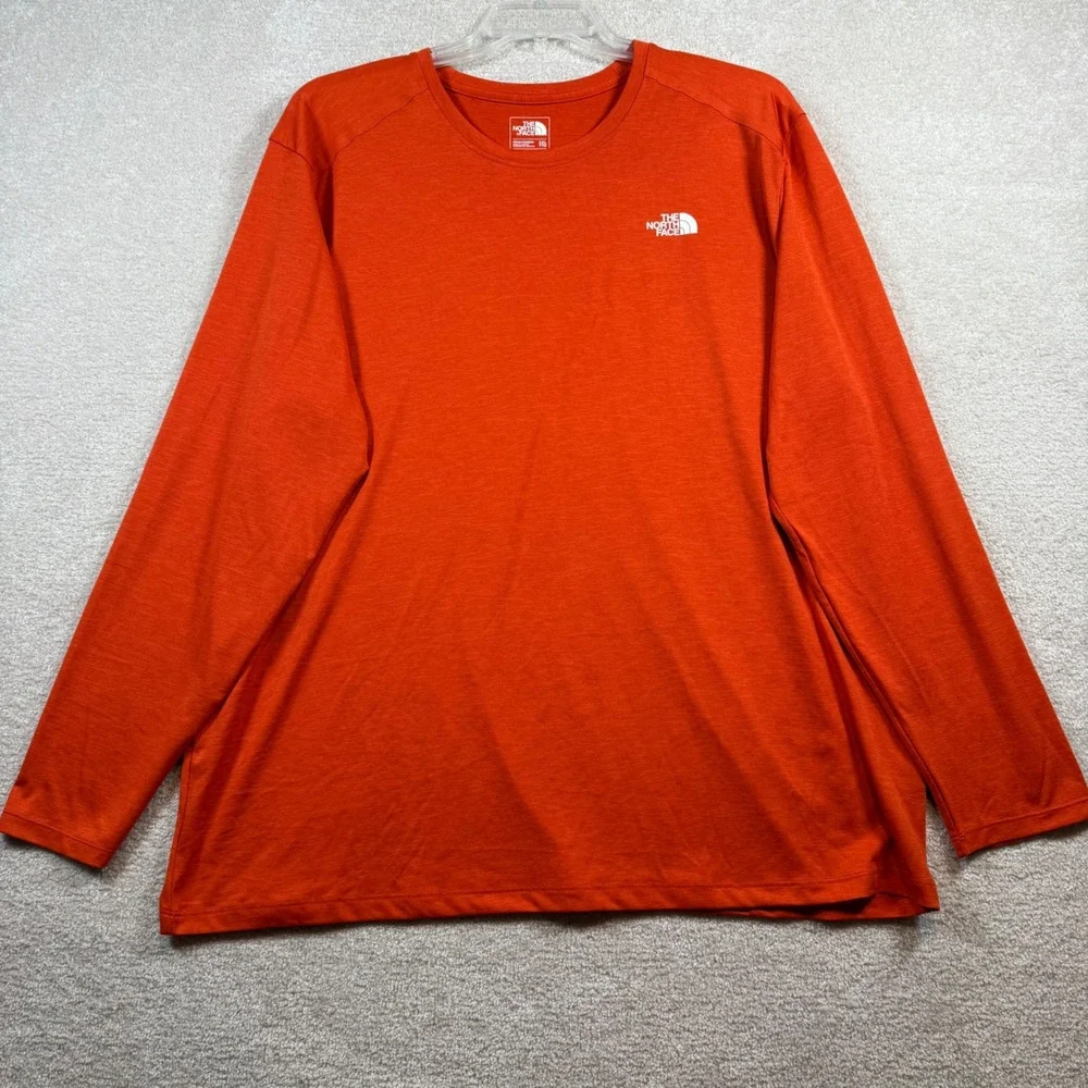 The North Face FlashDry Long Sleeve Shirt Mens XXL Orange Heathered Performance